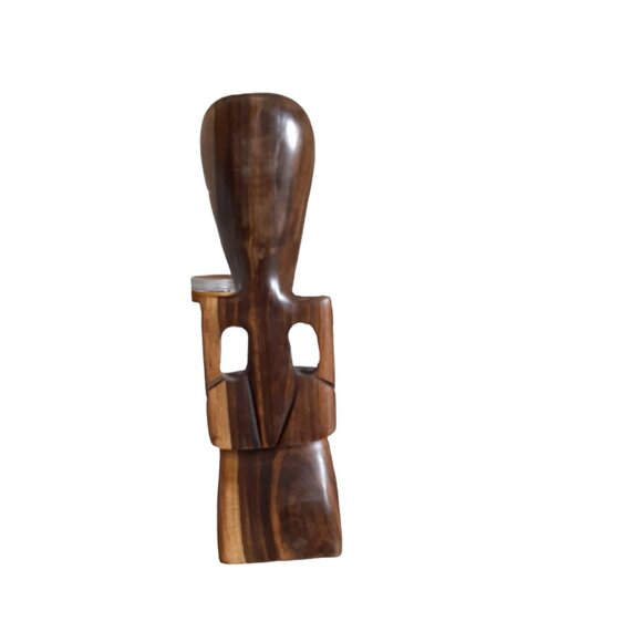 Caribbean Mahogany Wood Carving Idol Statue 8.25" Shelf Sitter - Picture 2 of 3